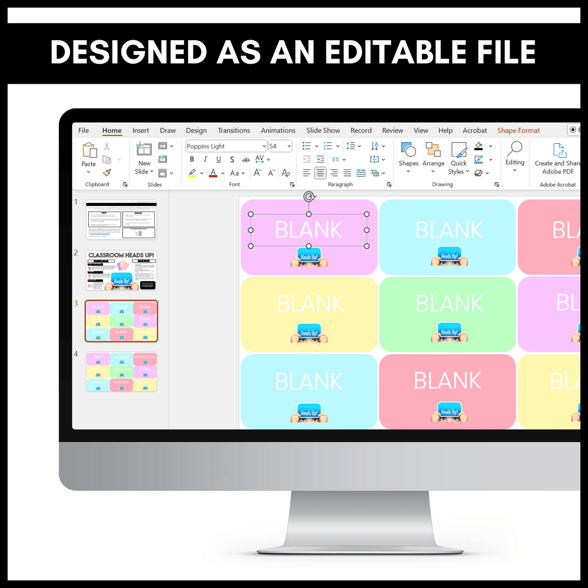 Vocabulary Heads Up | Editable Review Game Template