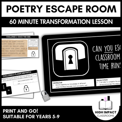 Poetry Escape Room | English Transformation Lesson | Years 5-9