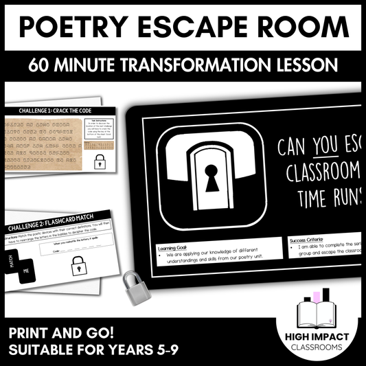 Poetry Escape Room | English Transformation Lesson | Years 5-9
