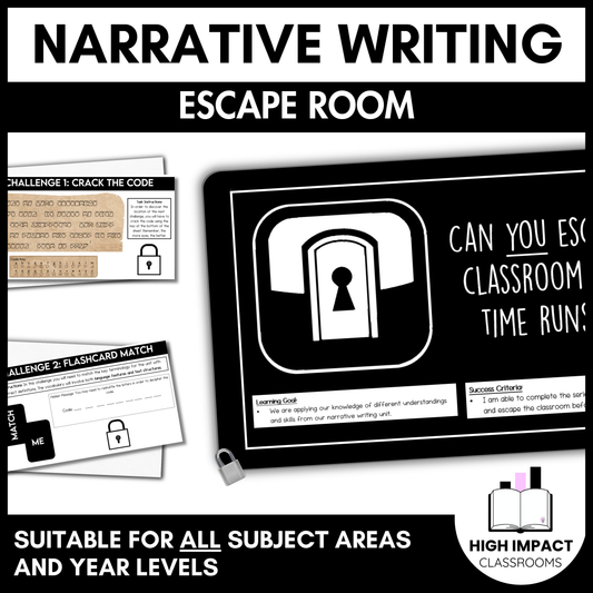 Narrative Writing Escape Room | Years 7-9 | English Transformation Lesson (V9)