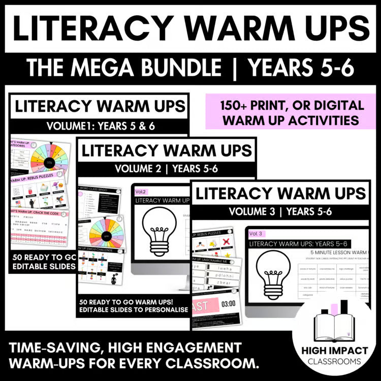 Literacy Warm-Ups MEGA Bundle | Years 5-6 | 150+ Print & Digital