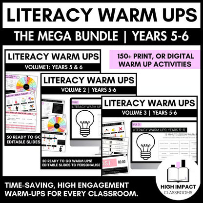 Literacy Warm-Ups MEGA Bundle | Years 5-6 | 150+ Print & Digital
