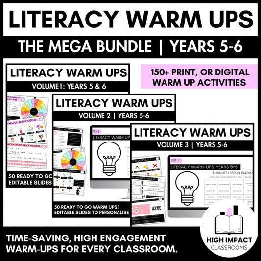 Literacy Warm-Ups MEGA Bundle | Years 5-6 | 150+ Print & Digital