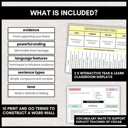 Persuasive Learning Wall | Interactive Vocabulary Tools | Years 7-8
