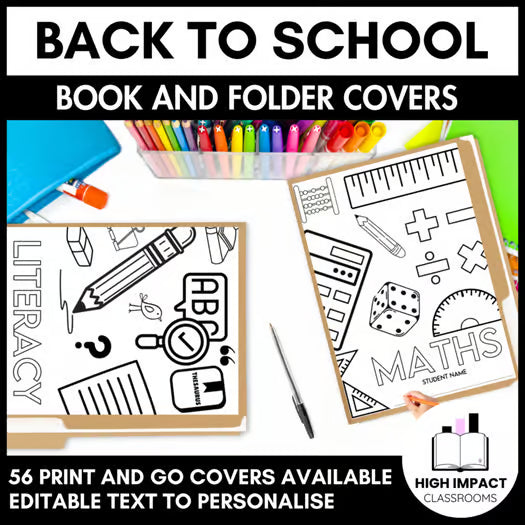 Book and Folder Covers Pack - 56 Print and Go Templates - Editable Text