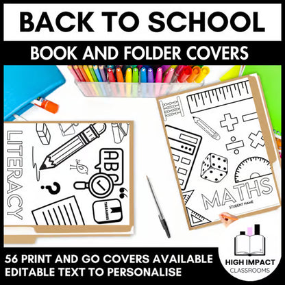 Book and Folder Covers Pack - 56 Print and Go Templates - Editable Text