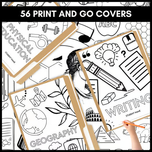 Book and Folder Covers Pack - 56 Print and Go Templates - Editable Text