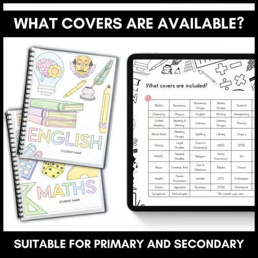 Book and Folder Covers Pack - 56 Print and Go Templates - Editable Text
