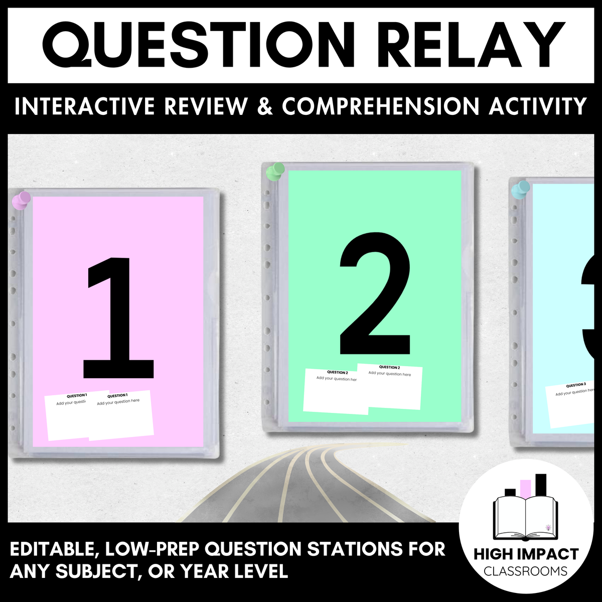 Editable Question Relay Template | Comprehension & Review Stations Activity