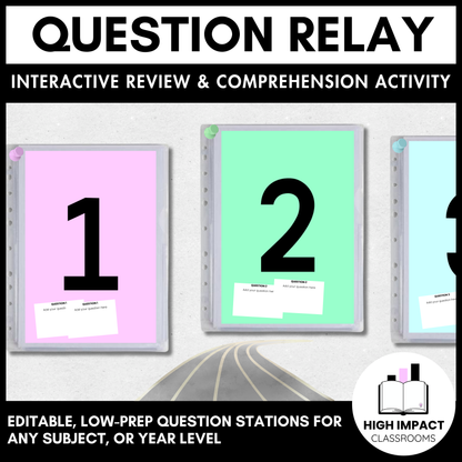 Editable Question Relay Template | Comprehension & Review Stations Activity