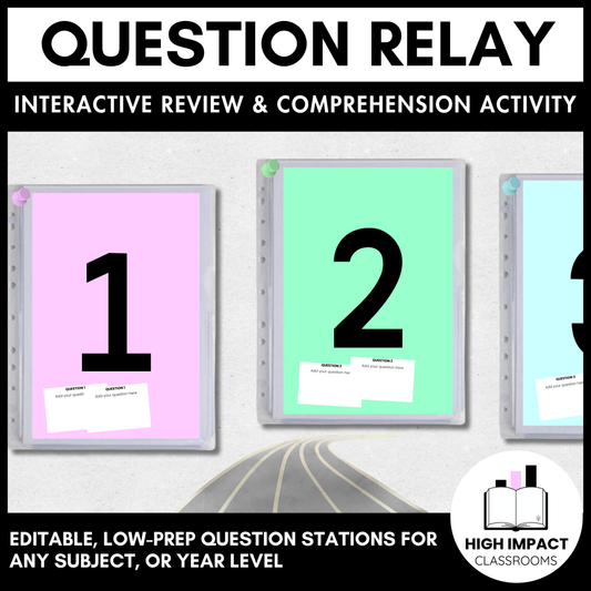 Editable Question Relay Template | Comprehension & Review Stations Activity