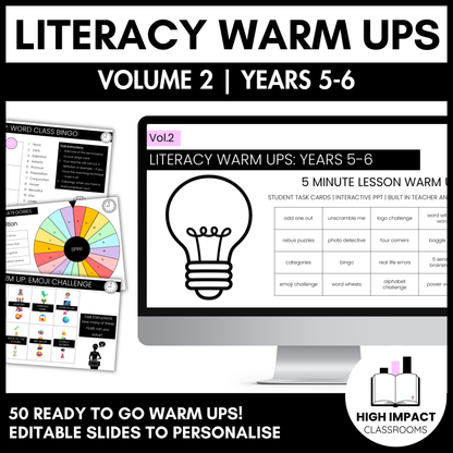 50+ Literacy Warm Ups | Years 5-6 | Volume 2 | High Engagement Starters