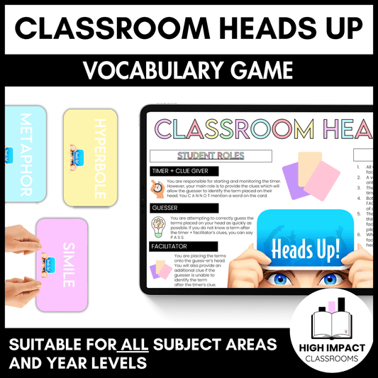 Vocabulary Heads Up | Editable Review Game Template