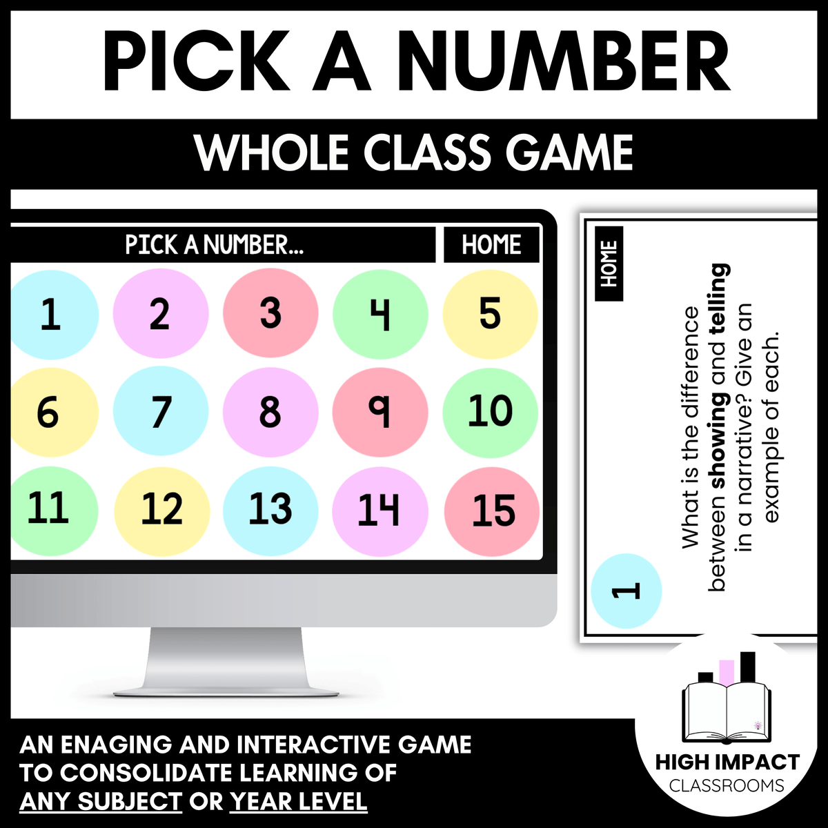 Pick a Number | Interactive Classroom Revision Game