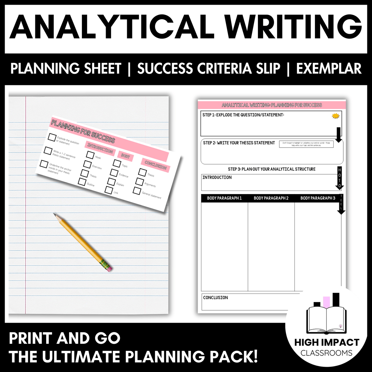 Analytical Planning BUNDLE | Years 5-9 | Editable Planning Sheet, Exemplar & SC