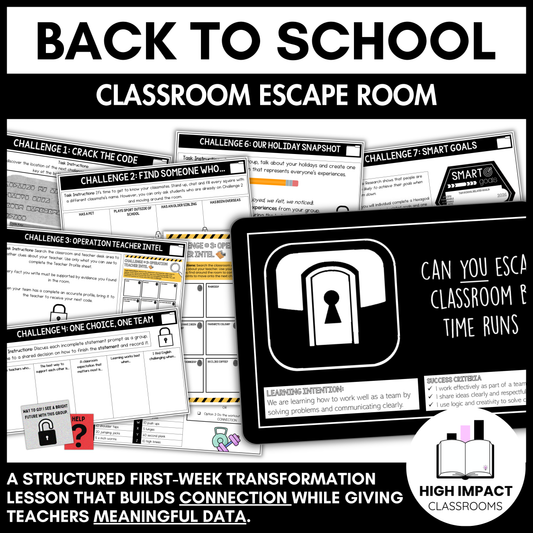 Back to School Escape Room | Years 5-9 | Team Building Challenge | Editable Template