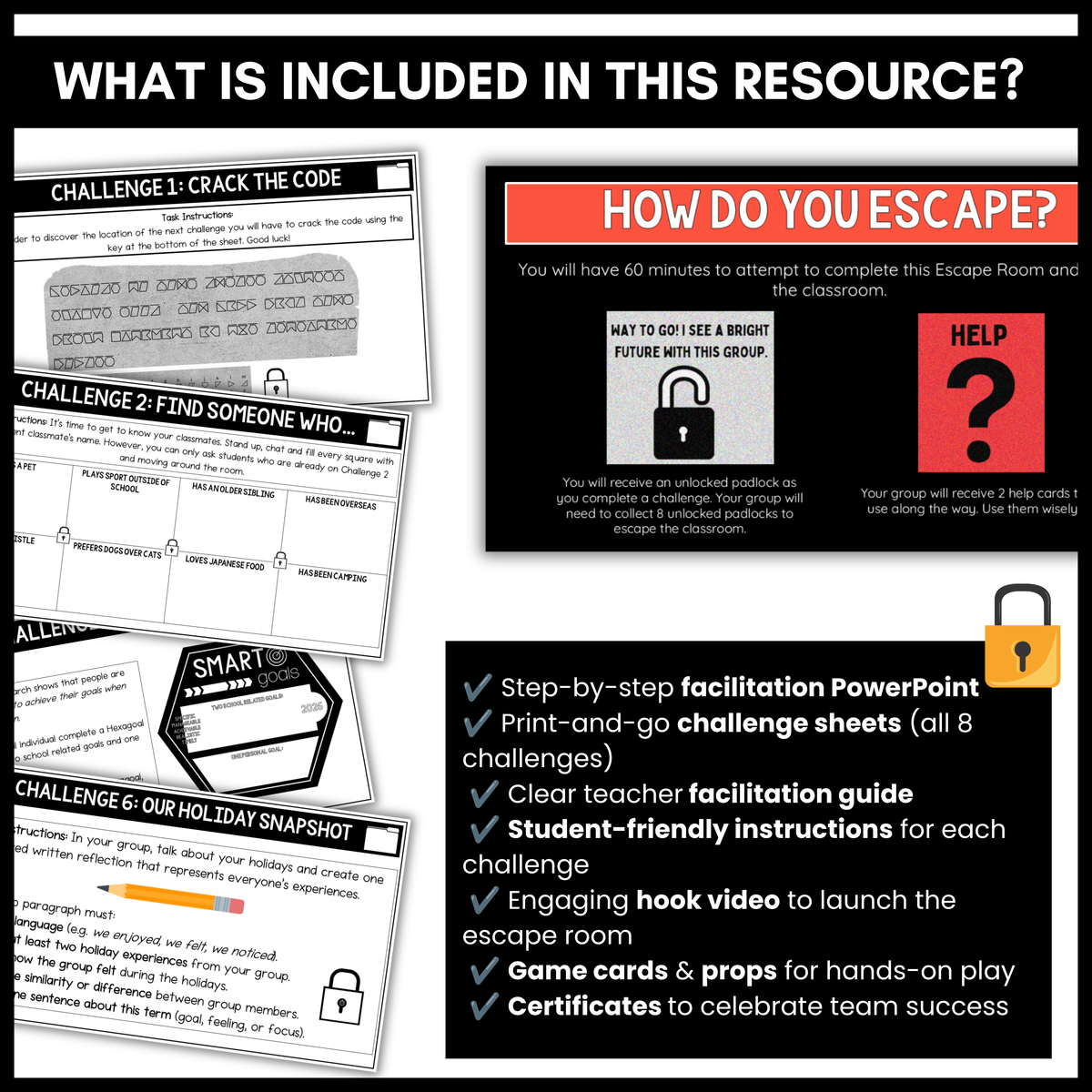 Back to School Escape Room | Years 5-9 | Team Building Challenge | Editable Template