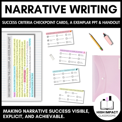 Narrative Writing Toolkit | Success Criteria, Exemplar PPT & Handout | Y7–9