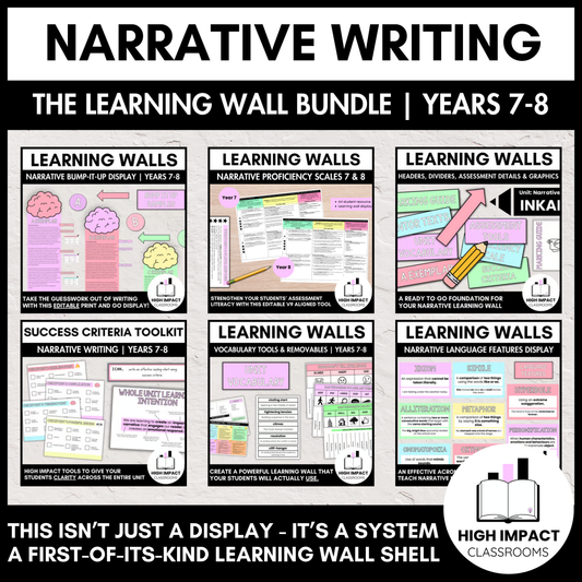 Narrative Writing Ultimate Learning Wall Bundle | Years 7–8