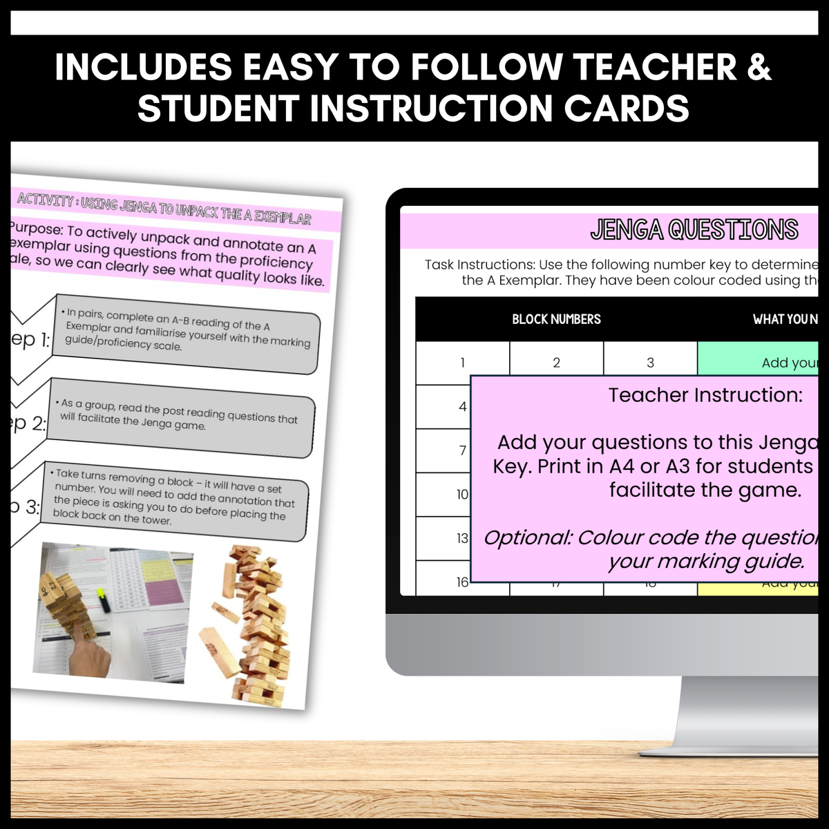 A Exemplar Jenga | Assessment Gamification | Editable Template