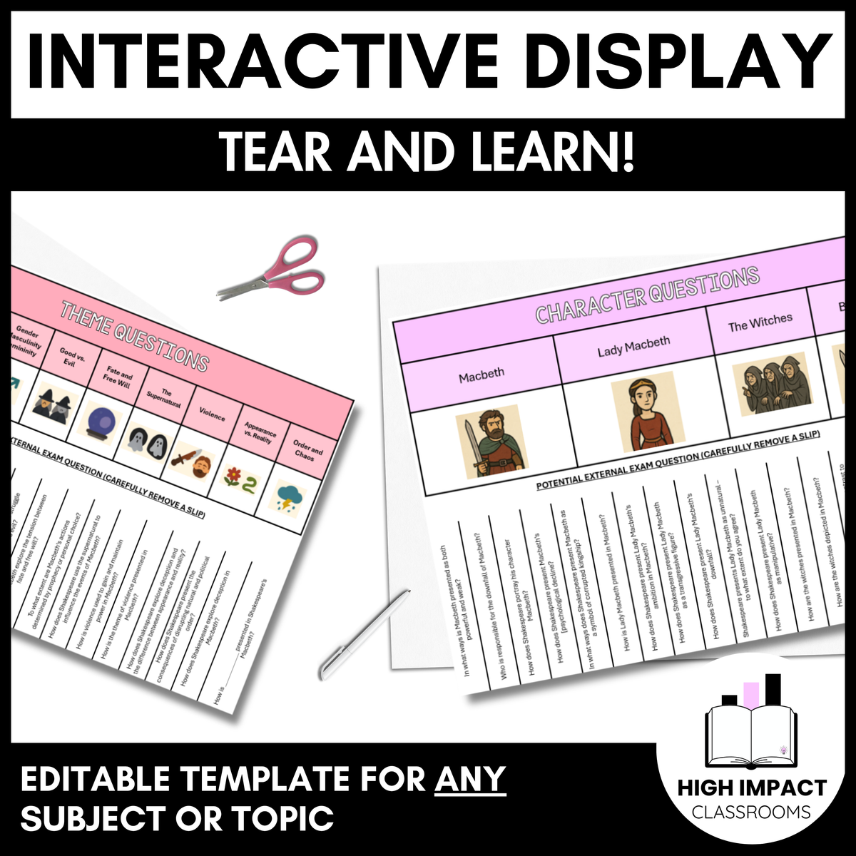 Interactive Learning Wall Vocabulary Tool | All Year Levels | Tear and Learn