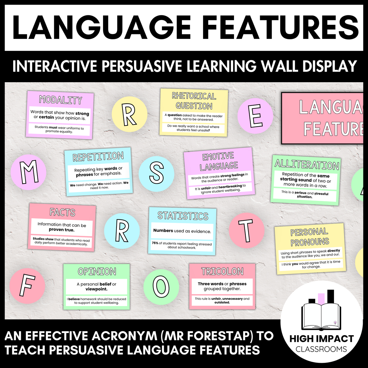 Persuasive Language Features | MR FORESTAP | Interactive Learning Wall Display