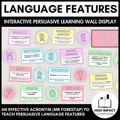 Persuasive Language Features | MR FORESTAP | Interactive Learning Wall Display