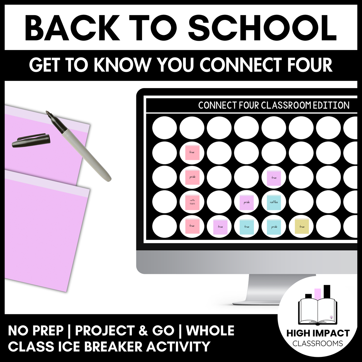 Get to Know You Connect Four | No-Prep Whole-Class Game | Editable Template