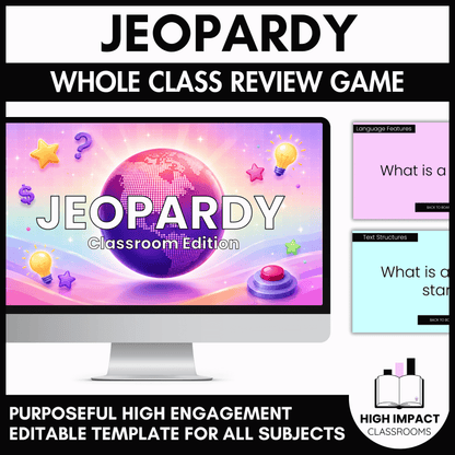 Jeopardy Classroom Edition | High Engagement Activity | Editable Template