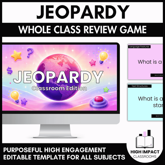 Jeopardy Classroom Edition | High Engagement Activity | Editable Template
