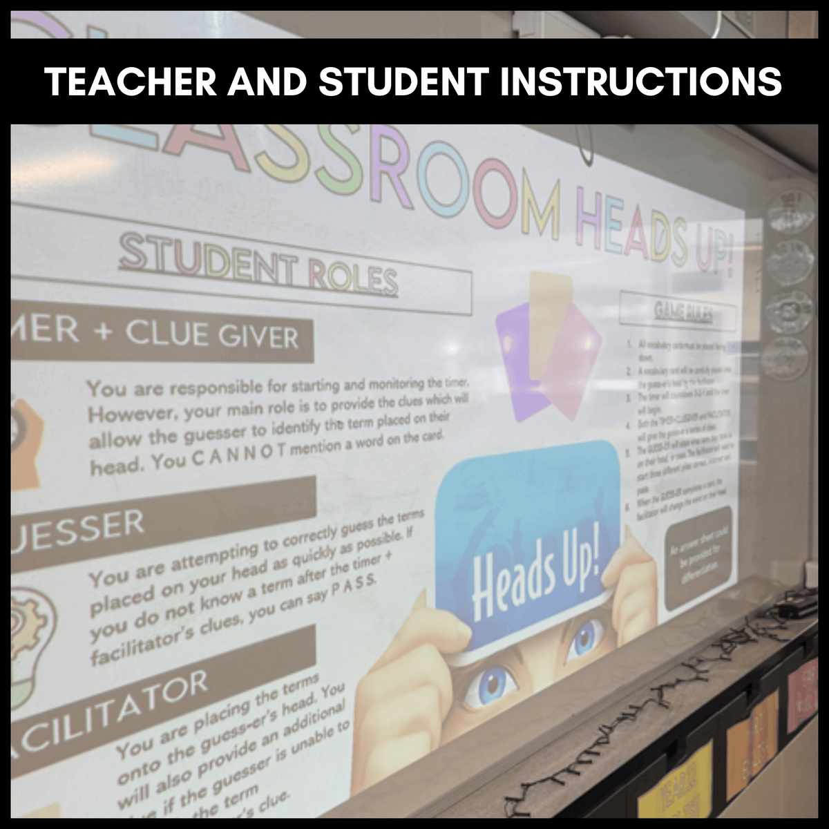 Vocabulary Heads Up | Editable Review Game Template